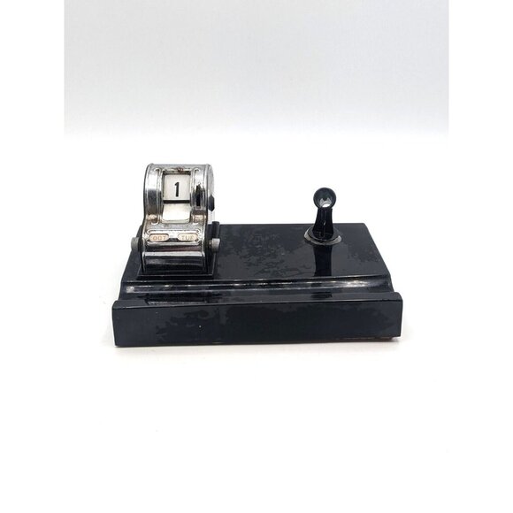 Vintage Perpetual Calendar Pen Holder Office Desk Top Black 6" x 4" - Picture 1 of 8